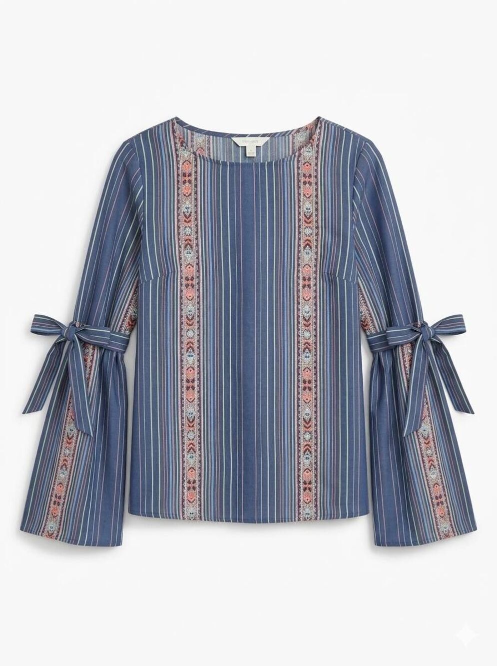 🔺️Lauren Conrad Periwinkle Striped Ruffle & Tie Long Bell Sleeve Top Medium